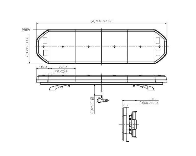 - LED Lygtebro - 115 cm - 75 watt - 12/24 volt