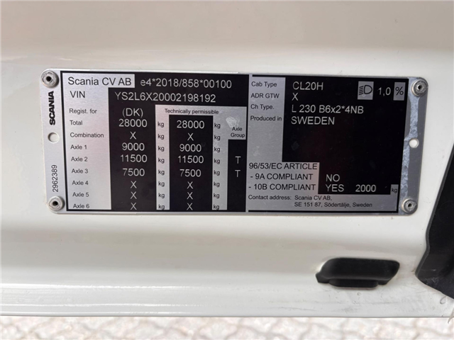Scania L 230 B6x2*4NB 230Kw/297kWh NTM Elektic NTM garbag
