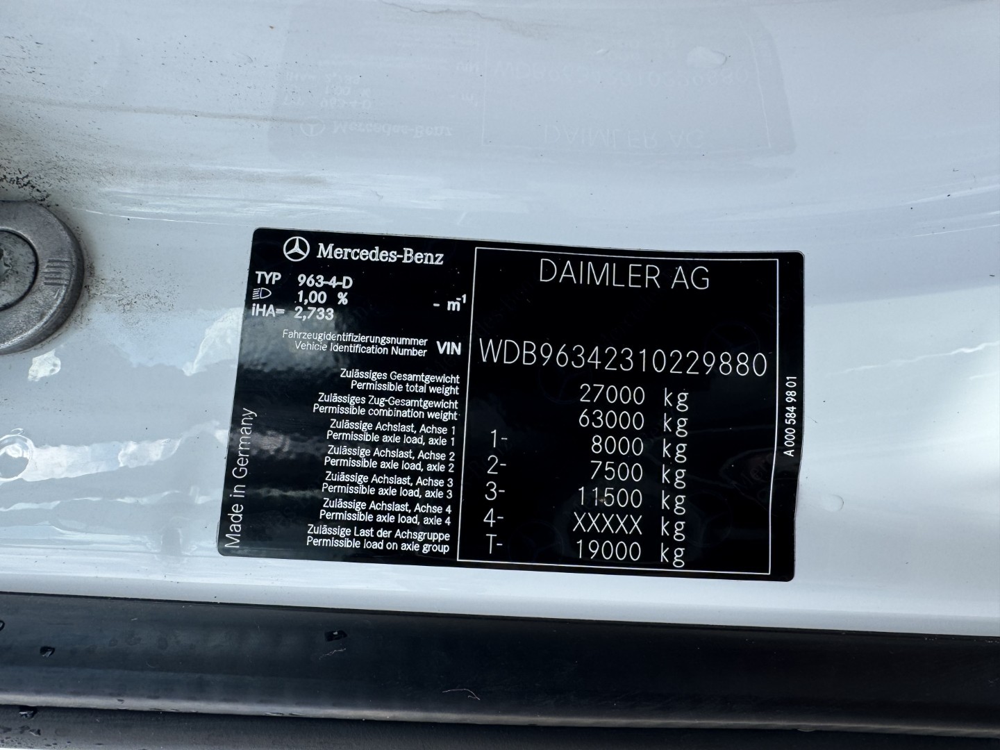 Mercedes Actros 2543 6x2/2 Euro 6