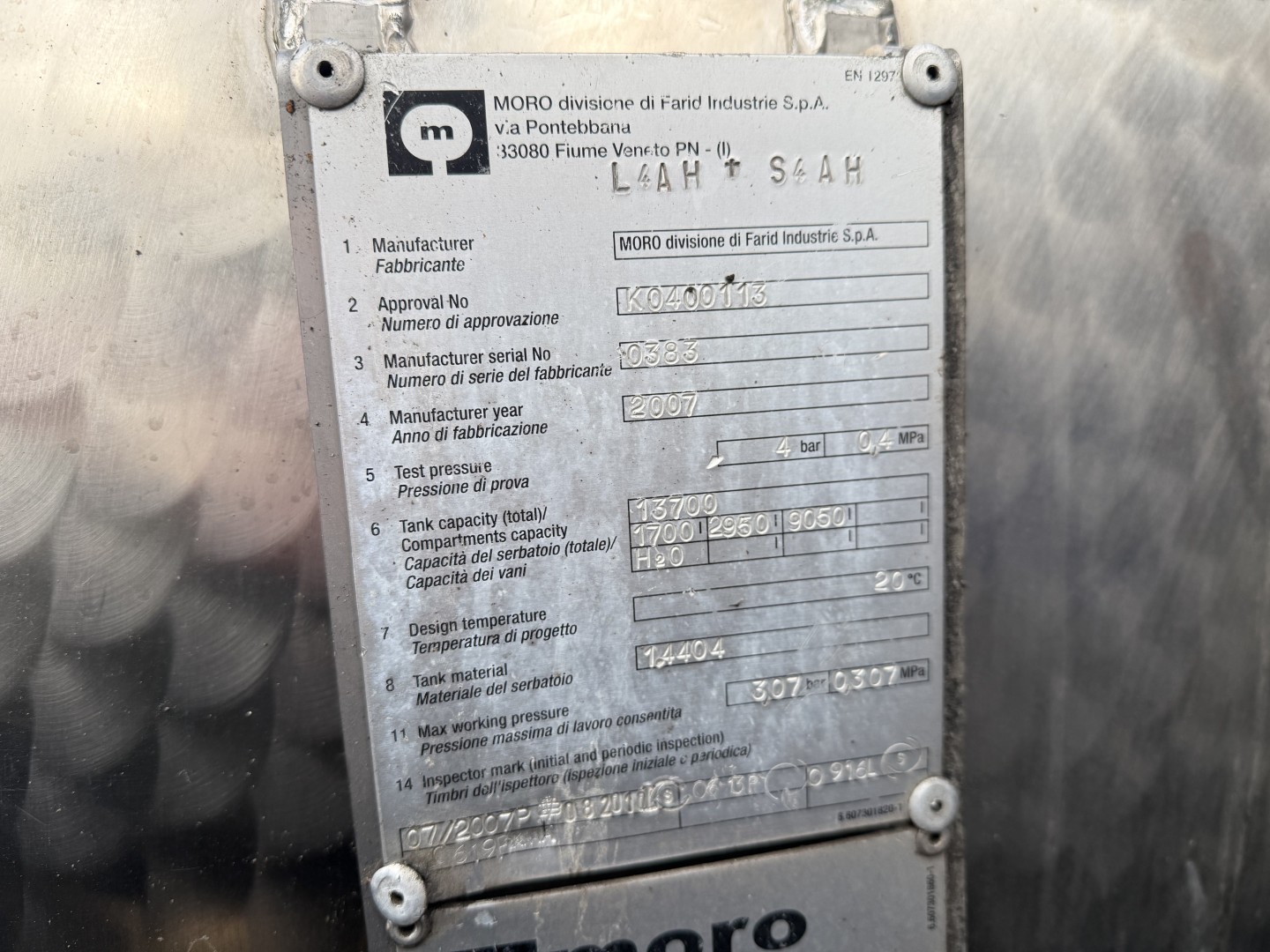 MAN TGA 26.400 6x4 MORO 13.700 l. Rustfri ADR