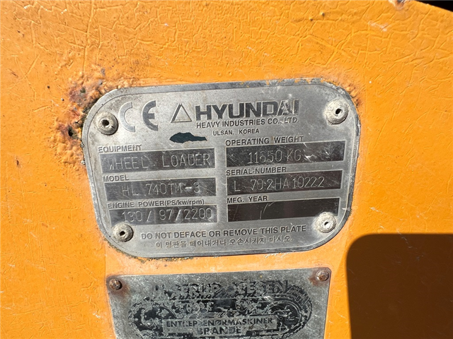 Hyundai HL 740TM-3 Cummins 7000 timer