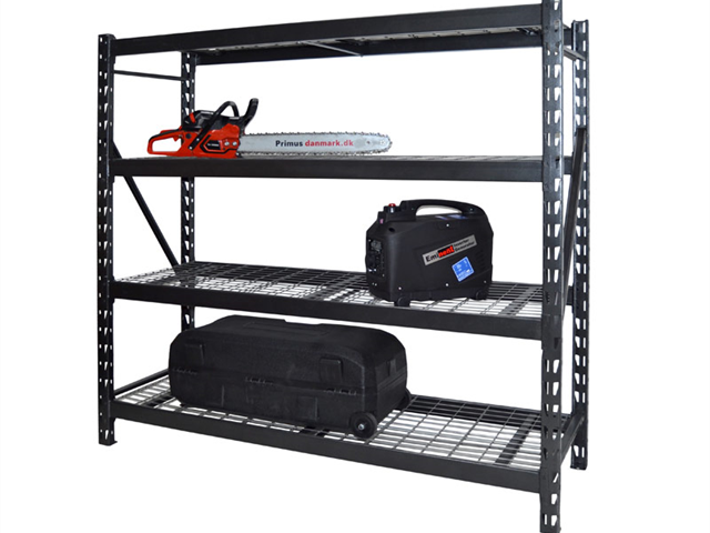 - Stålreol med 4 hylder