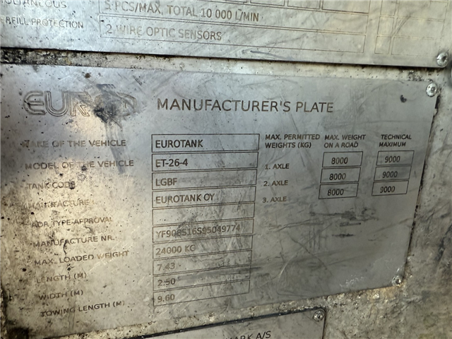 Diverse Eurotank 3 akslet ET-26-4 ADR 25.500 L 4 rum