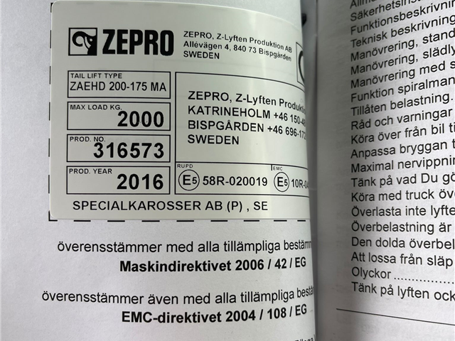 Zepro 2000 kg ZAEHD -200 175 MA