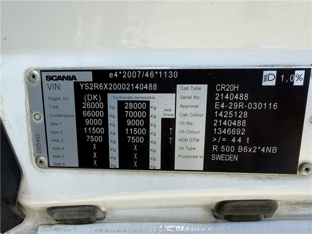 Scania R500 NGS 6x2*4 CR20H ADR Chassis