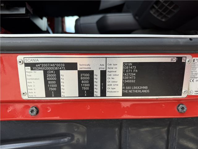 Scania R580 6x2 Highline Euro 6 / Tipbil